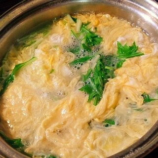 水菜のふわふわかきたまスープ